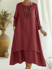 Petra | Zeitlos elegantes Midi-Kleid sanft fließend – Rot