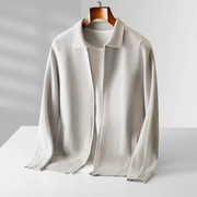 David | Moderne und Elegante Herren Strickjacke mit Reißverschluss – Weiß