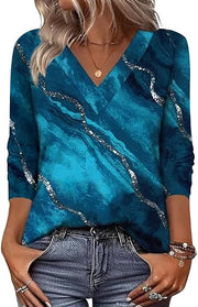 Arianwen - Bluse mit weichem Griff und V-Ausschnitt – Türkisblau
