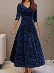 Isabella | Damen Samtkleid elegant modern stilvoll – Blau