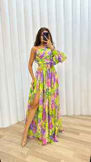 Lina | Hochwertiges Kleid mit Langen Ärmeln Damen – Gelb