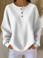 Carabelle - Strukturiertes Henley-Sweatshirt – Weiß