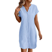 Ainslea - Strukturiertes Mini-Hemdblusenkleid – Hellblau