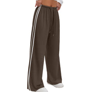 Adorielle - Sportliche gestreifte Wide-Leg-Hose – Dunkelbraun