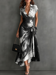 Kaia - Weiches Wickel-Hemdkleid – Weiß