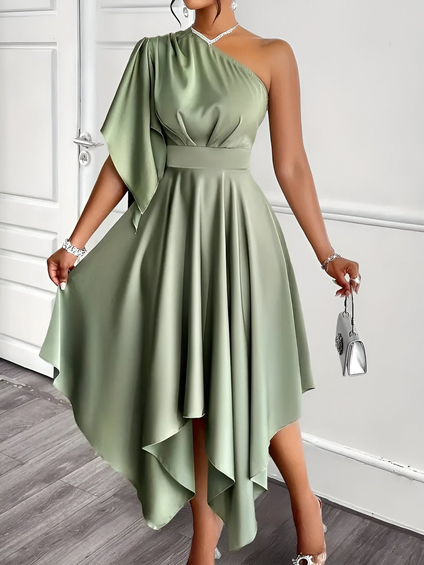 Andrada | Elegantes Asymmetrisches One-Shoulder Peplum-Kleid