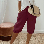 Fenley | Leinen-Hosen mit Kordelzug – Bordeaux