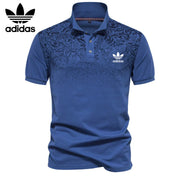 Herren-Poloshirt mit Blumenakzent – Blau
