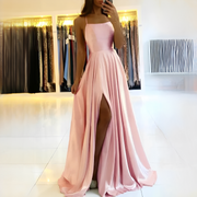 Shamcy - Elegantes langes Kleid mit Schlitz – Rosa