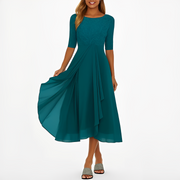Florenz - Elegantes Midi-Kleid – Dunkelgrün