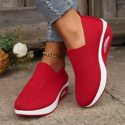 Damen Slip-on Strick-Sneaker mit Keilsohle