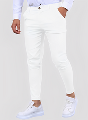 Reynard - Modische, dehnbare Herren-Skinny-Hosen – Weiß