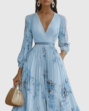 Siena™ - Elegante Plissee Maxi Kleid – Blau