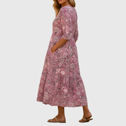 Harlotte | Damen Anmutiges V-Ausschnitt Eleganz Midikleid – V-Neck Midi 2026 – Rosa