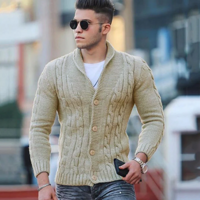 Herren Gestrickte Strickjacke mit Kragen