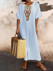 Paula - Schickes Boho-Kleid – Blau
