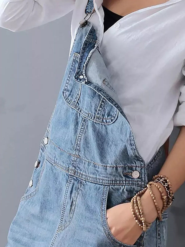 Denim Dungaree Kleid mit verstellbaren Trägern