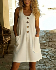 Katelin - Luftiges Sommerkleid mit Knopfleiste vorn – Creme