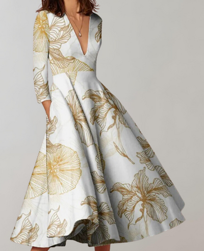 Aisha - Fließender Saum Maxi Kleid Damen Freizeit