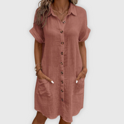 Damen Hemdkleid Mit Knopfleiste In Midilänge – Rosa