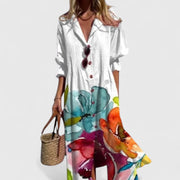 Boho-Kleid für Damen mit Print – Weiß