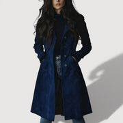 Senna – Wildleder-Trenchcoat – Dunkelblau
