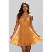 Melina | Damen Sommerkleid Mini Abend Modern – Orange