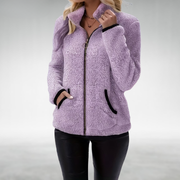 Zafrielle - Softtouch-Jacke mit durchgehendem Reißverschluss – Lila