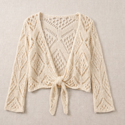 Aravelle - Offener Strick-Cardigan – Creme