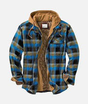 Elvorn - Taillierte Patchwork-Jacke – Blau