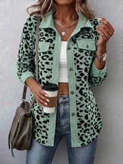 Miressia - Strickjacke mit Animal-Print und Knopfleiste – Mintgrün