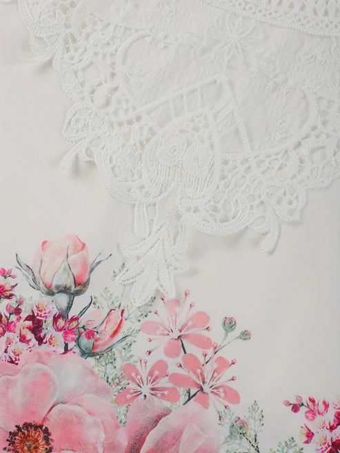 Gretchen | t-shirt mit blumenmuster und spitzendetails