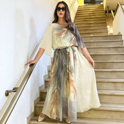 Halinor - Elegantes Chiffon-Maxikleid – Aprikose