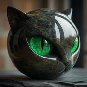 Bellanora - skulpturales Katzenkopf-Ornament – Grün