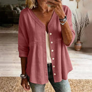 Ardena - Bestickte Bluse mit Knopfleiste – Pfirsich