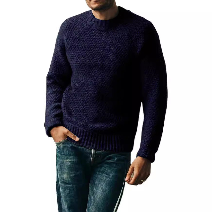 Herren Pullover Pullover Winter Casual Farbe Runde Hals gestrickt Top Kleidung