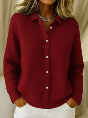 Elisenda - Soft-Touch-Strickpullover – Dunkelrot