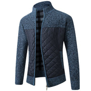 Mason | Herren Cardigan mit Stehkragen und Taschen – Blau-Grau