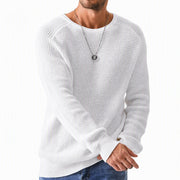 Isric - Strukturierter Strickpullover mit Rundhalsausschnitt – Weiß