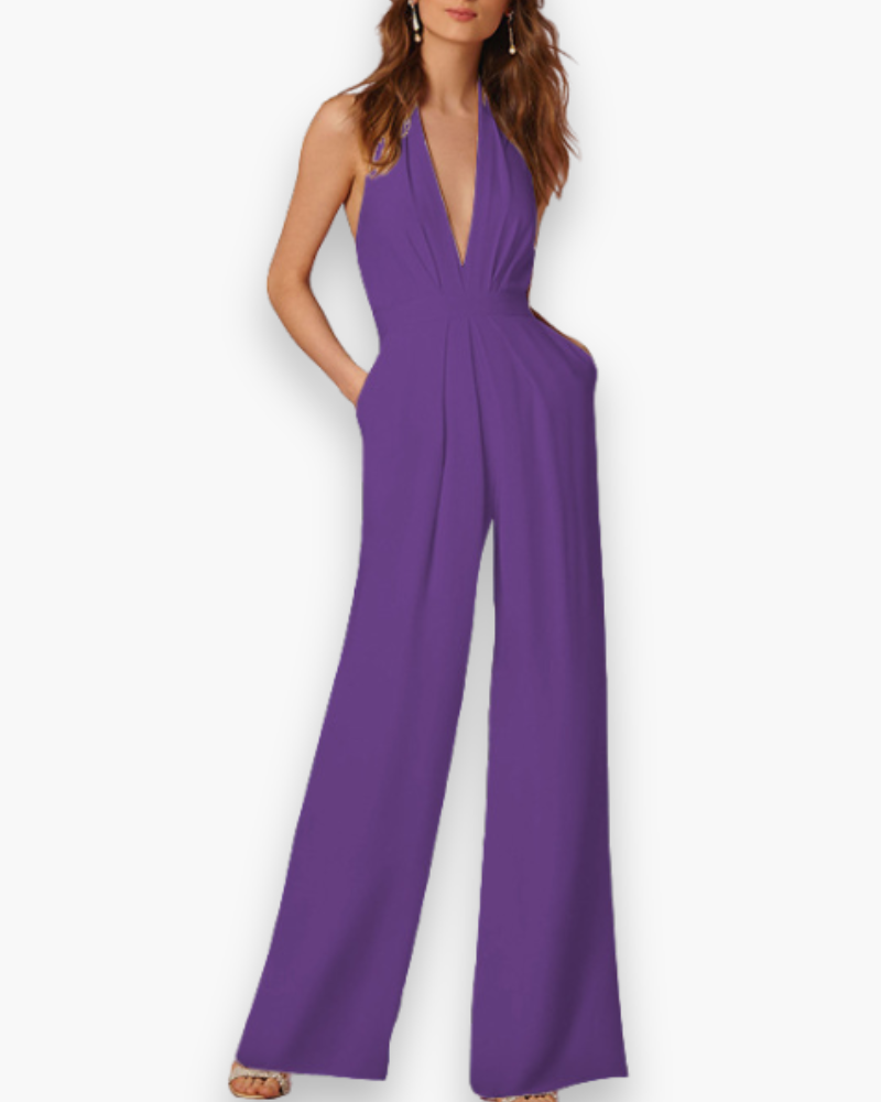 Damen Stilvoll Tief Schnitt Jumpsuit | Elegante