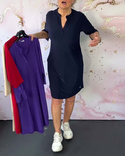 Klara Schlichtes Kleid mit V-Ausschnitt