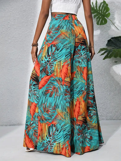 Jacinta | Boho Pflanzenprint Weite Hosen
