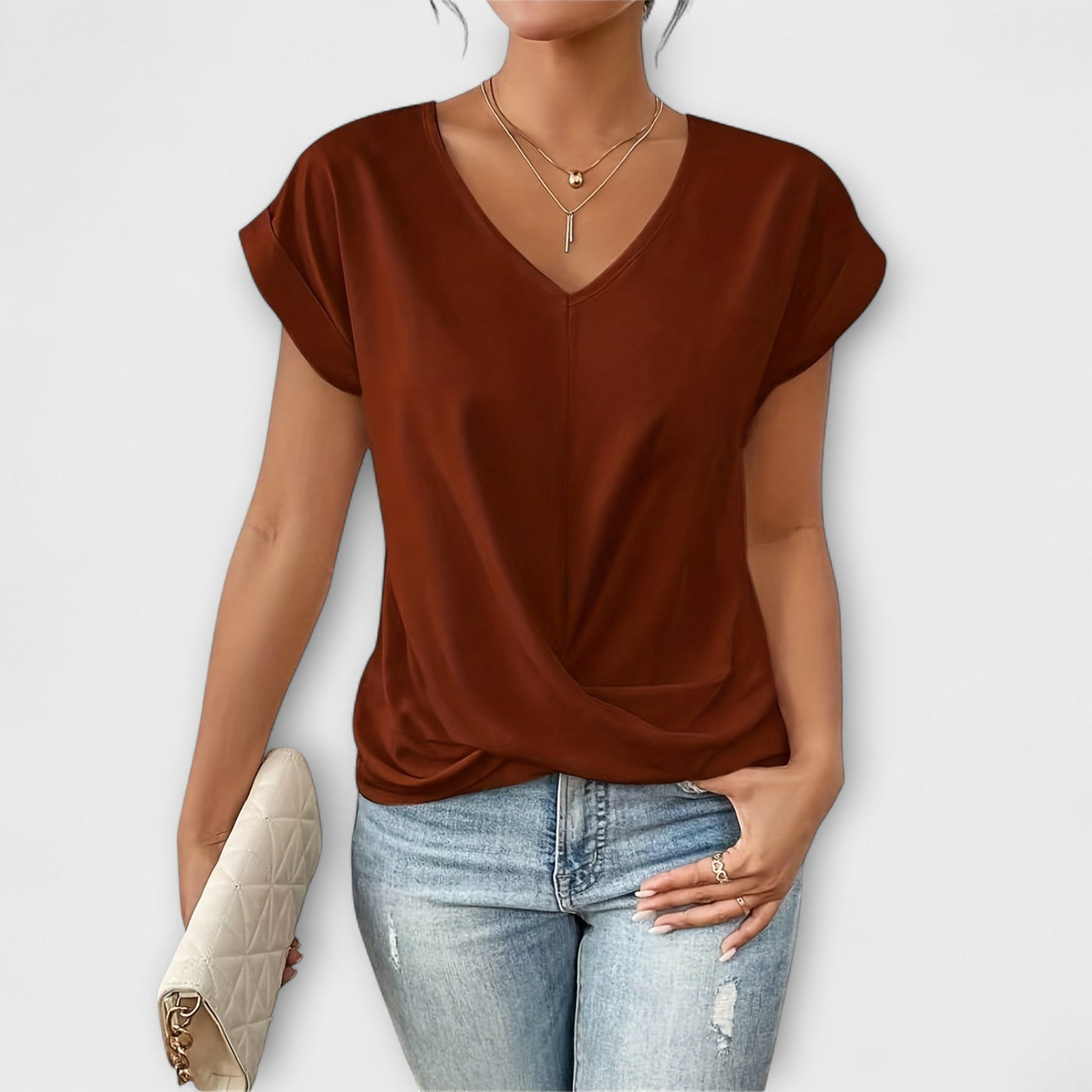 Eloise - V-Ausschnitt Top mit Knopfdetail