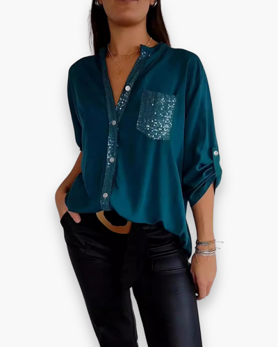 Damen Glitzer Pailletten Top | Festlich Elegant