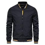 Sebastian | Lässige Herren-Bomberjacke Mit Kontrast-Rippdetails – Schwarz