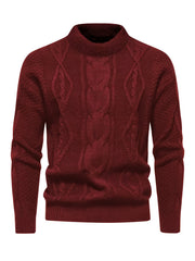 Kael - Strickpullover mit Stehkragen – Burgunder