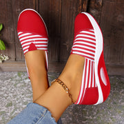 Gestreifte orthopädische Schuhe – Rot