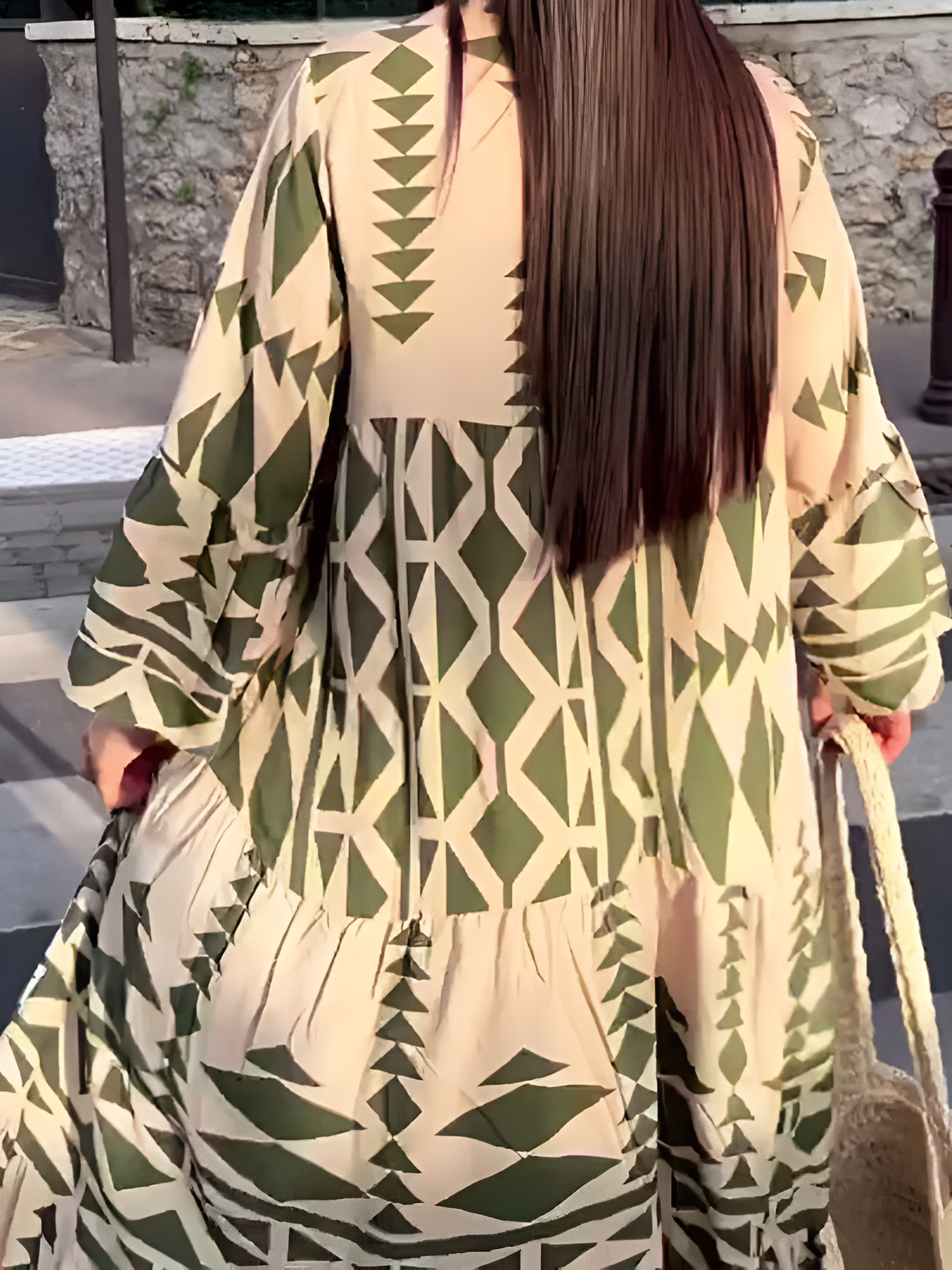 Vallerie - Einzigartiges Druck Maxikleid mit Knöpfen