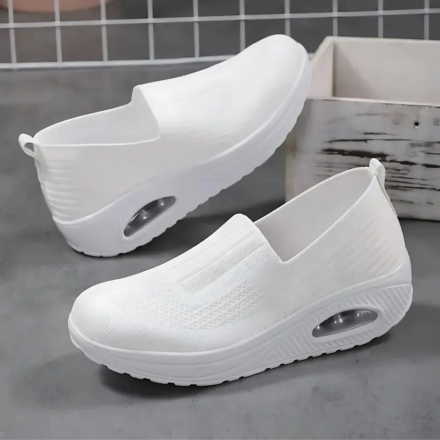 Damen Slip-on Strick-Sneaker mit Keilsohle
