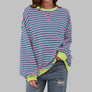 Adelia - Gestreiftes Soft-Touch-Langarm-Sweatshirt – Pink